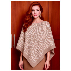 Barefoot Dreams Ocean Breeze Poncho Cozychic Ultra Lite Faded Rose Animal NEW